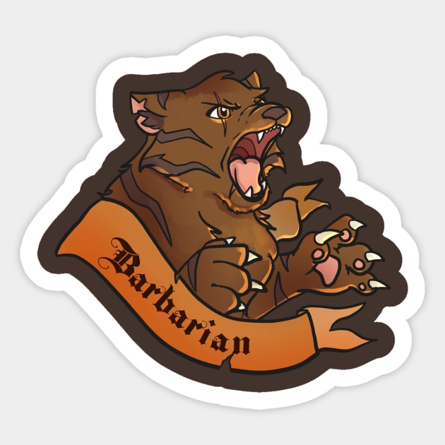 Kitty Classes - Barbarian Sticker by LucinaDanger